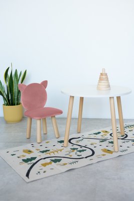 Комплект: круглий столик та стільчик рожевий котик 2-4 роки 51-2-57-24-000 фото