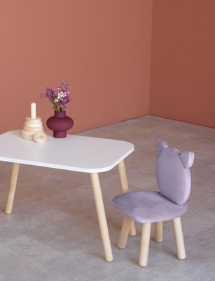 Комплект: прямокутний столик та стільчик бузковий котик 3-5 років 41-2-55-35-000 фото