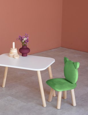 Комплект: прямоугольный столик и стульчик зеленый котик 3-5 лет 41-2-35-35-000 фото