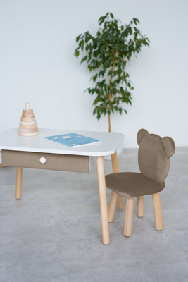 Комплект: столик с ящиком и стульчик капуччино мишка 2-4 года 31-1-10-24-000 фото
