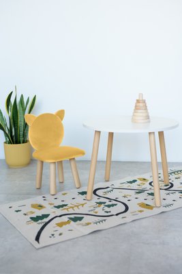 Комплект: круглий столик та стільчик жовтий котик 3-5 років 51-2-28-35-000 фото