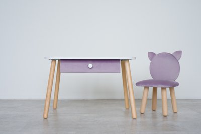 Комплект: столик с ящиком и стульчик фиолетовый котик 5-7 лет 31-2-55-57-000 фото