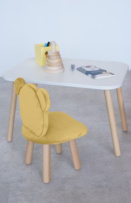 Комплект: прямокутний столик та стільчик жовтий ведмедик 5-7 років 41-1-28-57-000 фото