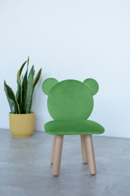 Стул Детский Мягкий Dreamer Мишка, Зеленый, на 3-5 лет 1-1-35-35-000 фото