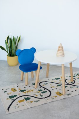Комплект: круглий столик та стільчик синій ведмедик 5-7 років 51-1-26-57-000 фото