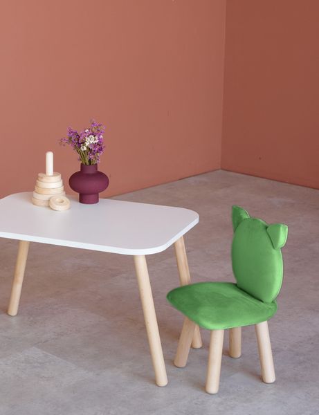 Комплект: прямокутний столик та стільчик зелений котик 2-4 роки 41-2-35-24-000 фото