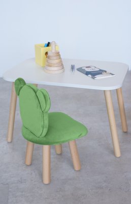 Комплект: прямокутний столик та стільчик зелений ведмедик 5-7 років 41-1-35-57-000 фото