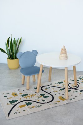 Комплект: круглый столик и стульчик голубой мишка 2-4 года 51-1-60-24-000 фото