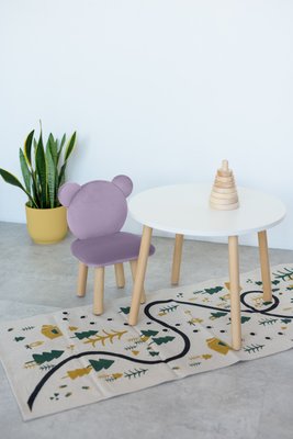 Комплект: круглый столик и стульчик фиолетовый мишка 2-4 года 51-1-55-24-000 фото