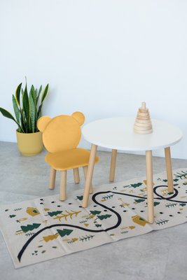 Комплект: круглий столик та стільчик жовтий ведмедик 2-4 роки 51-1-28-24-000 фото