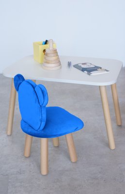 Комплект: прямокутний столик та стільчик синій ведмедик 5-7 років 41-1-26-57-000 фото