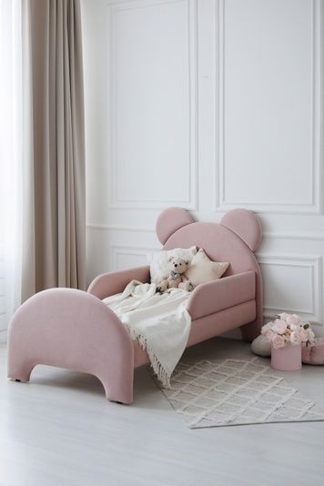 Кровать детская Dreamer Медвежонок, Нежно-розовая, Спальное место 80х190 см 6-1-69-00-190 фото