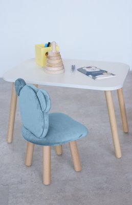 Комплект: прямоугольный столик и стульчик голубой мишка 2-4 года 41-1-60-24-000 фото