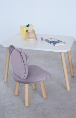 Комплект: прямоугольный столик и стульчик фиолетовый мишка 2-4 года 41-1-55-24-000 фото