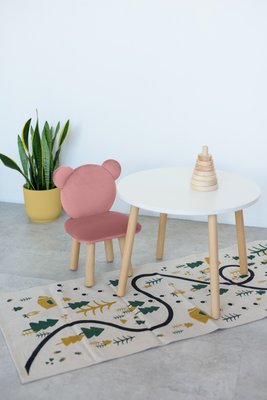 Комплект: круглий столик та стільчик рожевий ведмедик 2-4 роки 51-1-57-24-000 фото