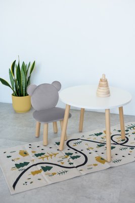 Комплект: круглий столик та стільчик сірий ведмедик 2-4 роки 51-1-18-24-000 фото