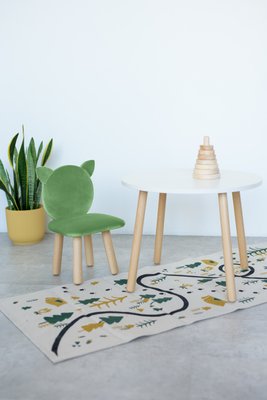 Комплект: круглий столик та стільчик зелений котик 5-7 років 51-2-35-57-000 фото