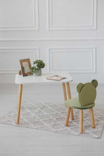 Комплект: прямоугольный столик и стульчик Оливка мишка 5-7 лет 41-1-93-57-000 фото