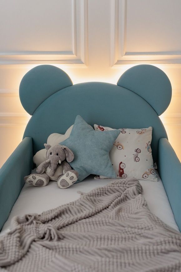 Кровать детская Dreamer Медвежонок с подсветкой, Аква, Спальное место 80х190 см 6-6-60-00-190 фото