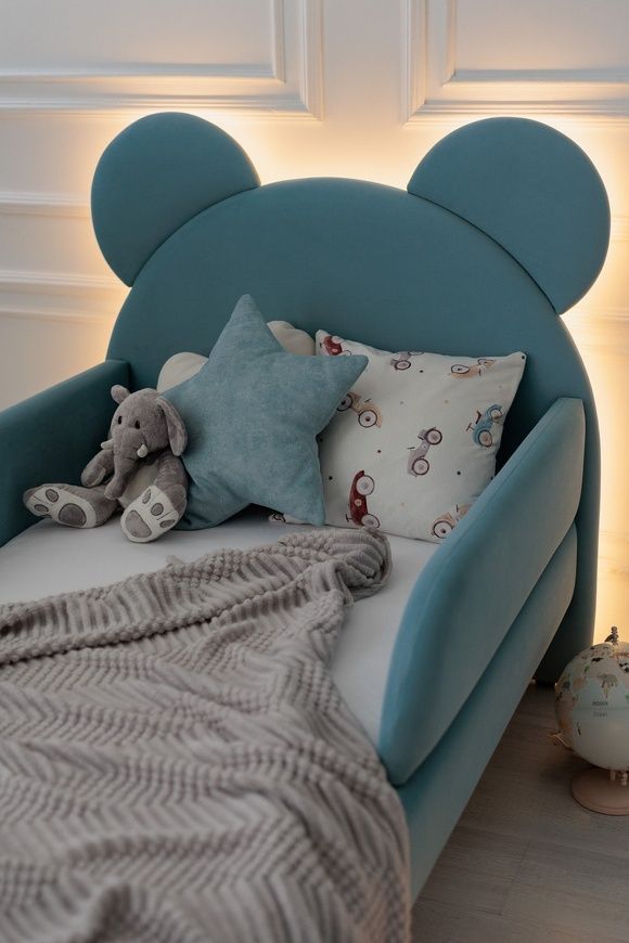 Кровать детская Dreamer Медвежонок с подсветкой, Аква, Спальное место 80х190 см 6-6-60-00-190 фото