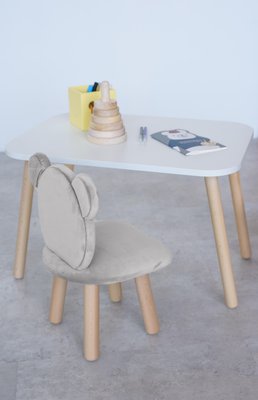 Комплект: прямоугольный столик и стульчик молочный мишка 2-4 года 41-1-01-24-000 фото