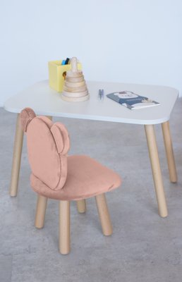 Комплект: прямоугольный столик и стульчик пудровый мишка 2-4 года 41-1-53-24-000 фото