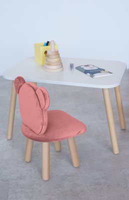 Комплект: прямоугольный столик и стульчик розовый мишка 2-4 года 41-1-57-24-000 фото