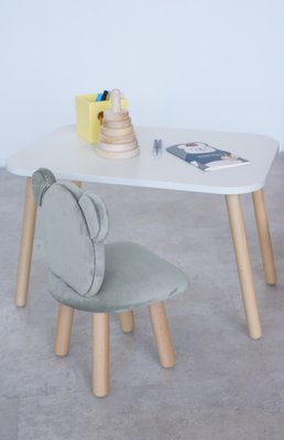 Комплект: прямоугольный столик и стульчик серый мишка 2-4 года 41-1-18-24-000 фото