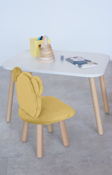Комплект: прямокутний столик та стільчик жовтий ведмедик 3-5 років 41-1-28-35-000 фото