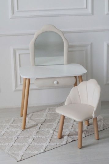 Комплект: Детское трюмо Ариэль + креселко Ракушка, 3-5 лет, 105-115 см., Молочный 103-0-50-35-000 фото