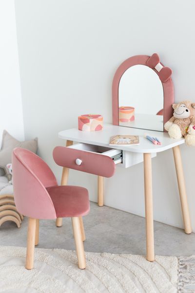Комплект: Дитяче трюмо + кріселко (з бантиком), 2-4 роки, 90-105 см., Рожевий 102-0-57-24-000 фото