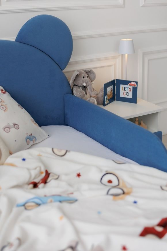 Ліжко дитяче з бортиками та матрацом Dreamer Ведмедик Сліп, Синій денім, Спальне місце 80х160 см 6-7-15-00-160 фото
