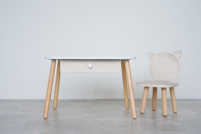 Комплект: столик с ящиком и стульчик молочный котик 2-4 года 31-2-01-24-000 фото