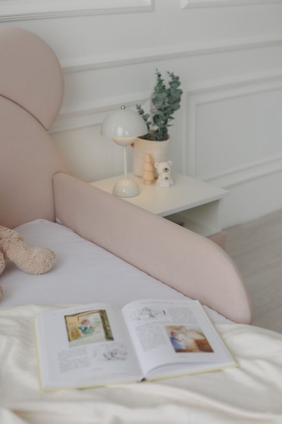 Ліжко дитяче з бортиками та матрацом Dreamer Ведмедик Сліп, Нюд, Спальне місце 80х190 см 6-7-16-00-190 фото